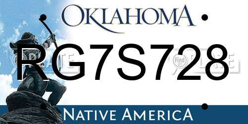 RG7S728 Oklahoma License Plate
