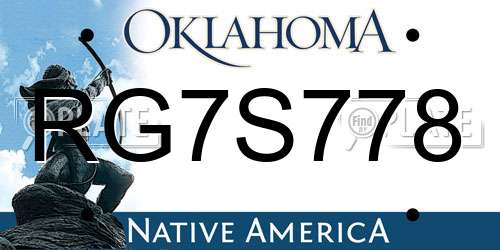 RG7S778 Oklahoma License Plate