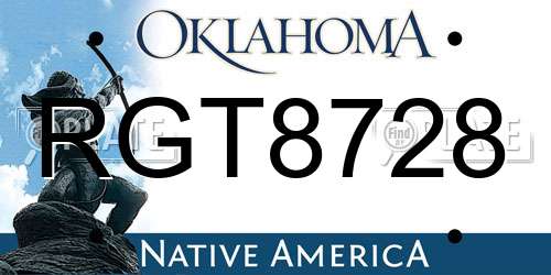 RGT8728 Oklahoma License Plate