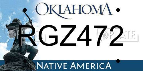 RGZ472 Oklahoma License Plate