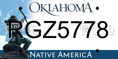RGZ5778 Oklahoma License Plate