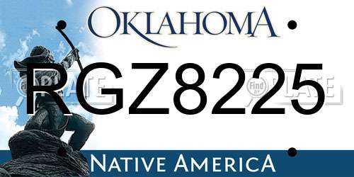 RGZ8225 Oklahoma License Plate