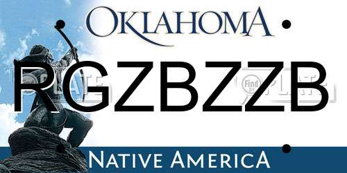 RGZBZZB Oklahoma License Plate