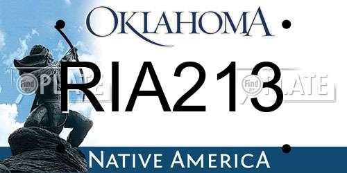 RIA213 Oklahoma License Plate
