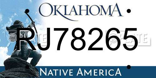 RJ78265 Oklahoma License Plate