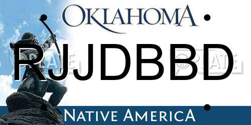 RJJDBBD Oklahoma License Plate