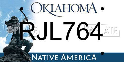 RJL764 Oklahoma License Plate