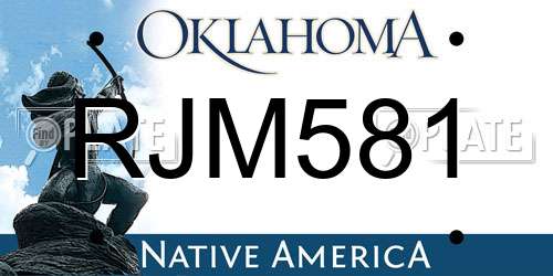 RJM581 Oklahoma License Plate
