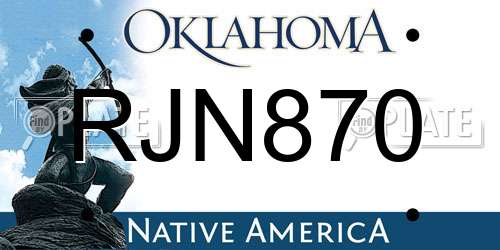 RJN870 Oklahoma License Plate