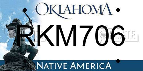 RKM706 Oklahoma License Plate