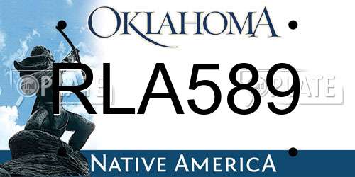 RLA589 Oklahoma License Plate