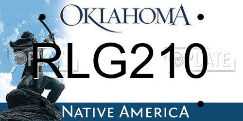 RLG210 Oklahoma License Plate