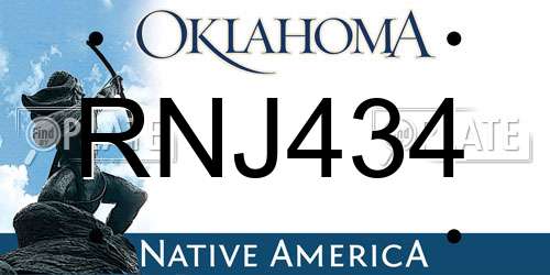 RNJ434 Oklahoma License Plate