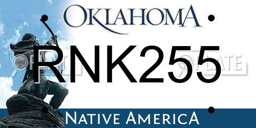 RNK255 Oklahoma License Plate