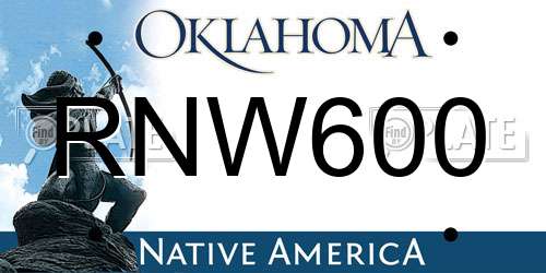 RNW600 Oklahoma License Plate