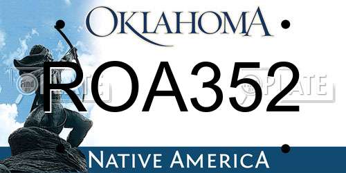 ROA352 Oklahoma License Plate