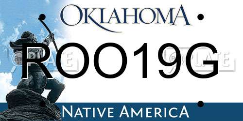 ROO19G Oklahoma License Plate