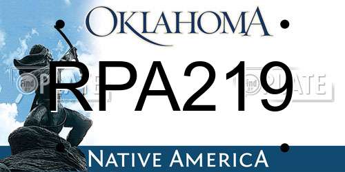 RPA219 Oklahoma License Plate