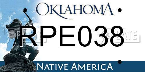 RPE038 Oklahoma License Plate