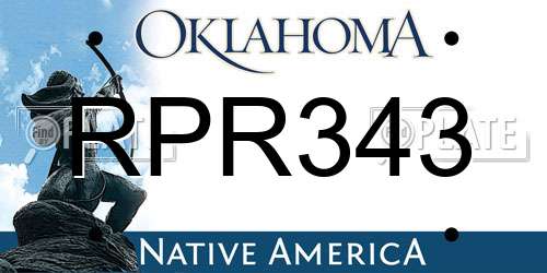 RPR343 Oklahoma License Plate