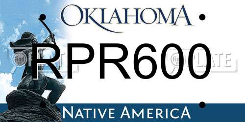RPR600 Oklahoma License Plate