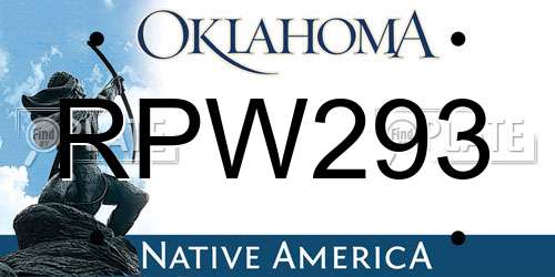 RPW293 Oklahoma License Plate