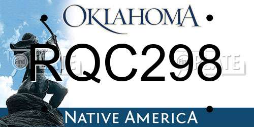 RQC298 Oklahoma License Plate