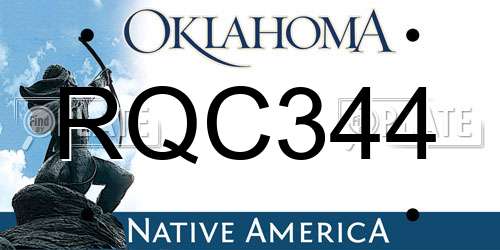 RQC344 Oklahoma License Plate