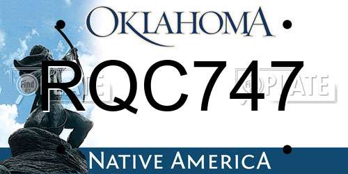 RQC747 Oklahoma License Plate