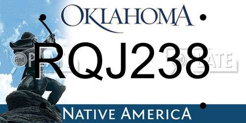 RQJ238 Oklahoma License Plate