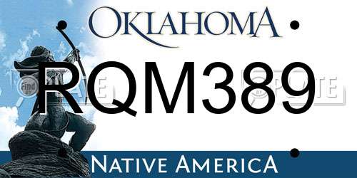 RQM389 Oklahoma License Plate