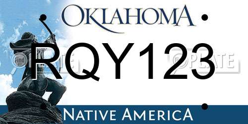 RQY123 Oklahoma License Plate