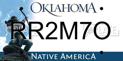 RR2M7O Oklahoma License Plate