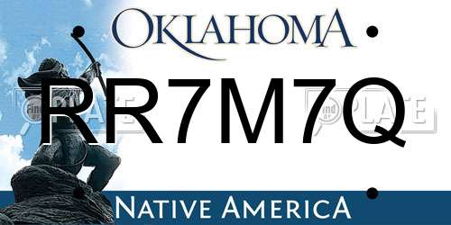 RR7M7Q Oklahoma License Plate
