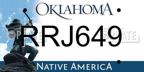 RRJ649 Oklahoma License Plate