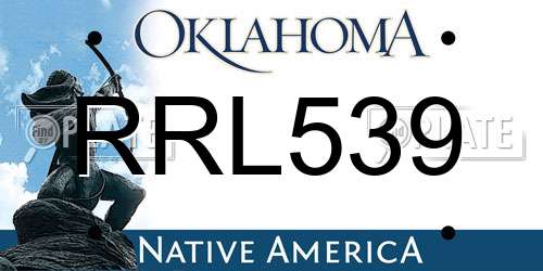 RRL539 Oklahoma License Plate
