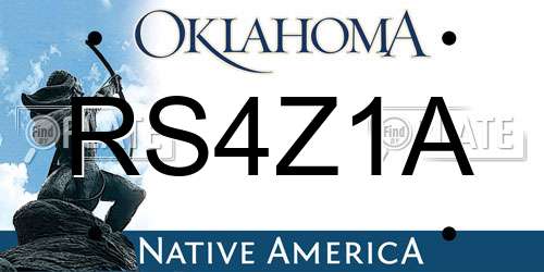 RS4Z1A Oklahoma License Plate