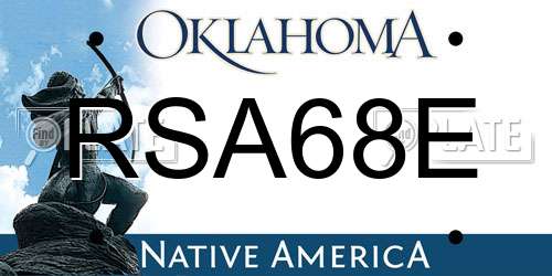 RSA68E Oklahoma License Plate