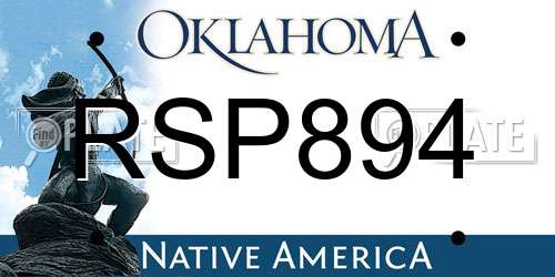 RSP894 Oklahoma License Plate