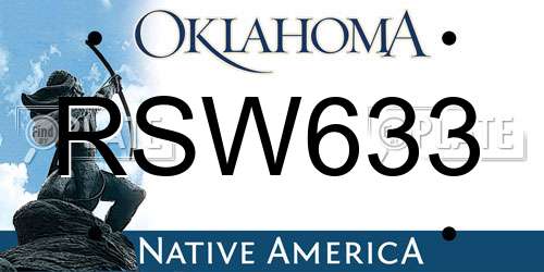 RSW633 Oklahoma License Plate