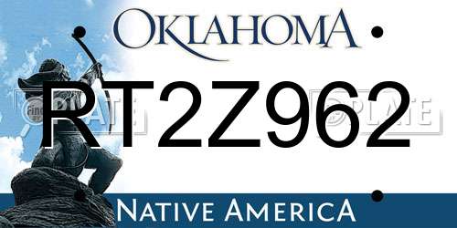 RT2Z962 Oklahoma License Plate