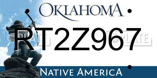 RT2Z967 Oklahoma License Plate