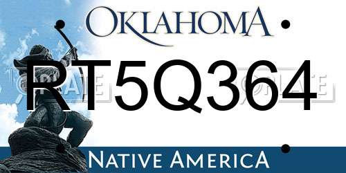 RT5Q364 Oklahoma License Plate