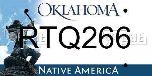 RTQ266 Oklahoma License Plate