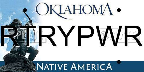 RTRYPWR Oklahoma License Plate