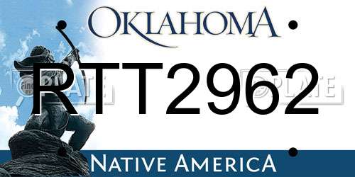 RTT2962 Oklahoma License Plate
