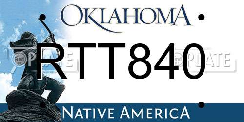 RTT840 Oklahoma License Plate