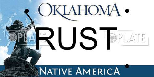 RUST Oklahoma License Plate