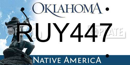 RUY447 Oklahoma License Plate