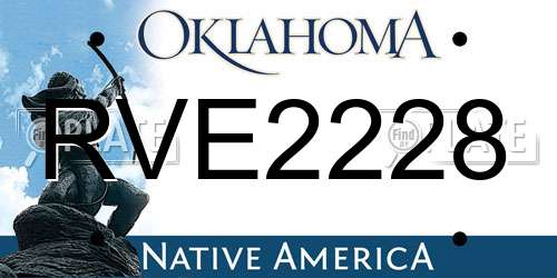RVE2228 Oklahoma License Plate